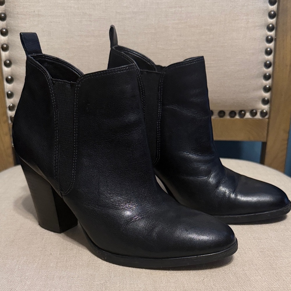 Michael Kors Black Leather Booties, Size 7